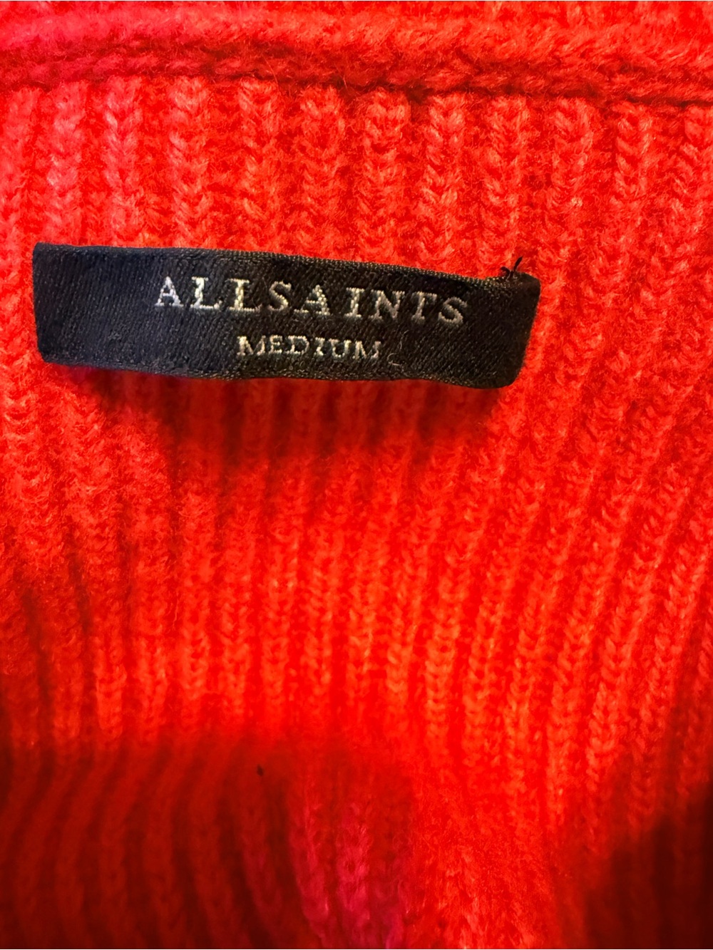 All Saints Red Lambswool Half-Zip Rollneck Sweater size medium - Picture 5 of 7